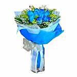 10 Blue Roses Hand Bouquet
