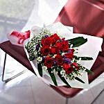 12 red roses in Long Wrapping