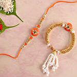 Glittering Orange Lumba Rakhi Set