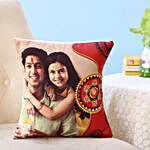 Rakhi And Personalised Photo Cushion