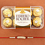 Glittering Rakhi And Ferrero Rocher Combo