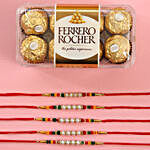 Pearl Rakhi Set And Ferrero Rocher Chocolates