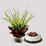 Mokara Orchid Bouquet and Black Forest Cake