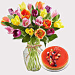 New York Cheese Cake and Colourful Tulips