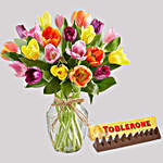 Toblerone Chocolate and Colourful Tulips