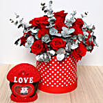 Beautiful Red Roses Box and Couple Idol