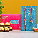 Meenakari Pearl Lumba Rakhi Set With 3 Pcs Ferrero Rocher