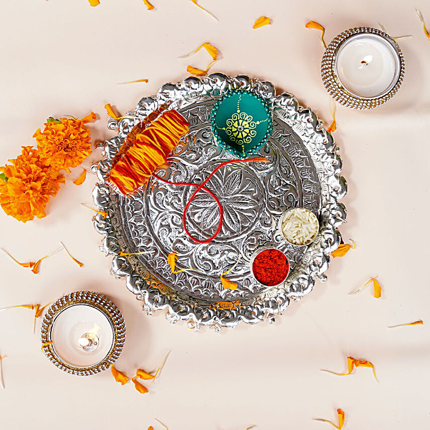 Opulent Silver Bhaidooj Thali Gift