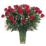 15 Red Roses in Glass Vase SA