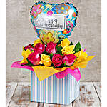 Anniversary Vibrancy Rose And Balloon Box