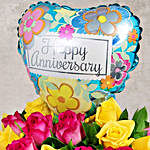 Anniversary Vibrancy Rose And Balloon Box