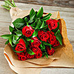 Bunch Of Red Roses In Craft Paper