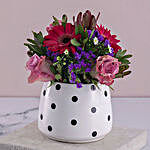 Lilac Florals In A Polka Pot