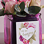 Pink Love Roses In Square Vase