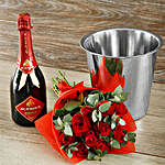 Red Rapture Bubbly And Roses Gift