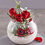 Red Roses In Glass Bowl