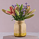 Asiflorum Lilies In Gold Consol Jar