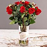 Red Roses In Happy Holiday Vase