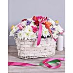 White Floral Basket Arrangement Standard