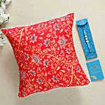 Sea Blue Pearl Rakhi And Beautiful Cushion