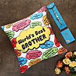 White Pearl Rakhi And Worlds Best Brother Cushion