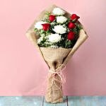 Delightful Red And White Rose Bouquet