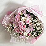 Refreshing White And Pink Roses Bouquet