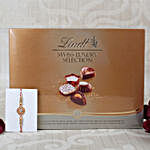 Golden Diamond Rakhi with Lindt Swiss Luxury Chocolates