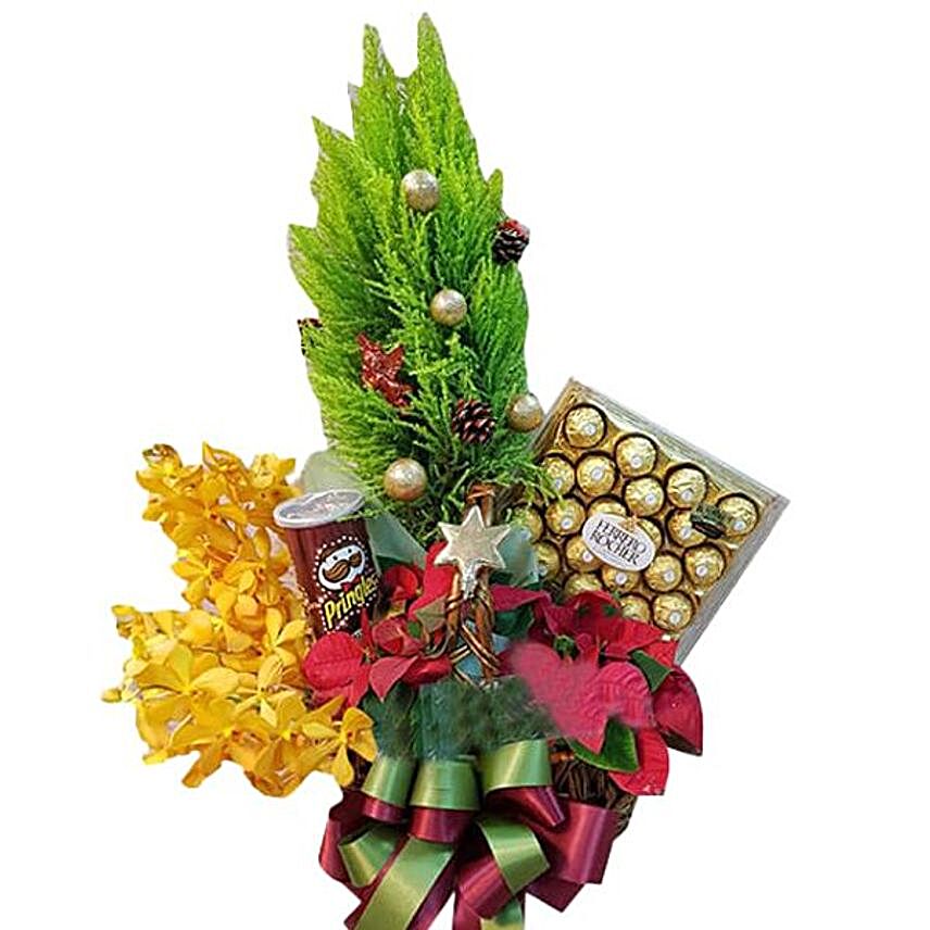 Merry Flowers Christmas Basket