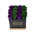 Juniper Green And Purple Forever Roses Box