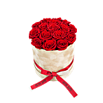 Red Eternity Roses Round Velvet Box