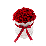 Red Eternity Roses White Round Box