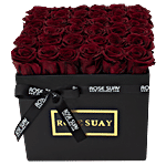 Wine Red Eternity Roses Square Box