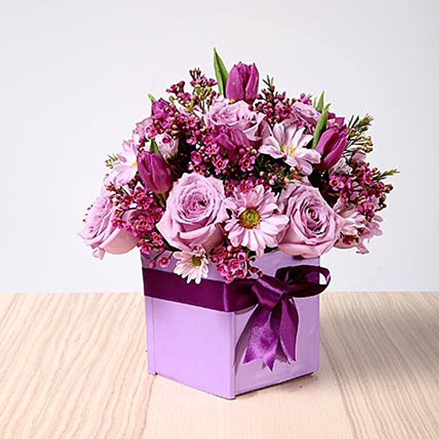Purple Flowers Vase Arrangement