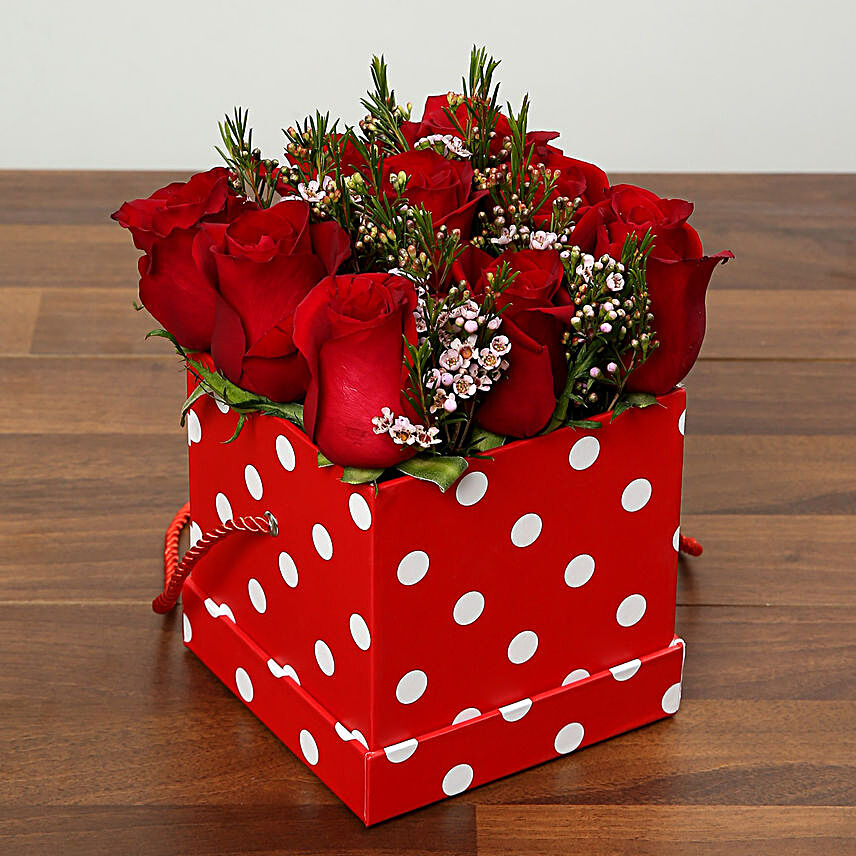 Red Roses In Cardboard Box