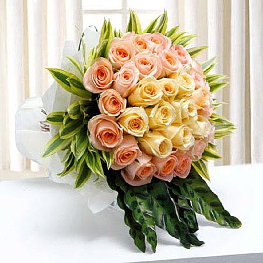 Mayfair and Peach Roses Bouquet