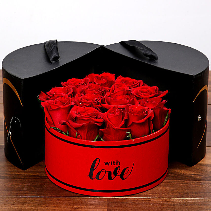 Stylish Box Of Red Roses