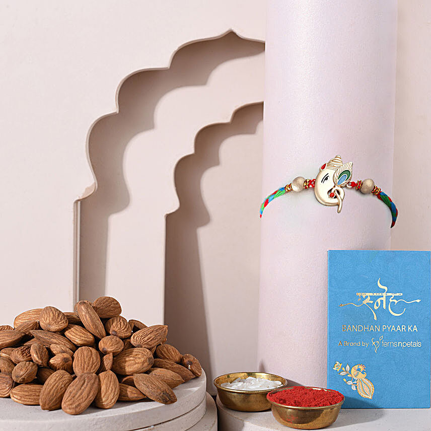 Sneh Designer Ganesha Rakhi & Almonds