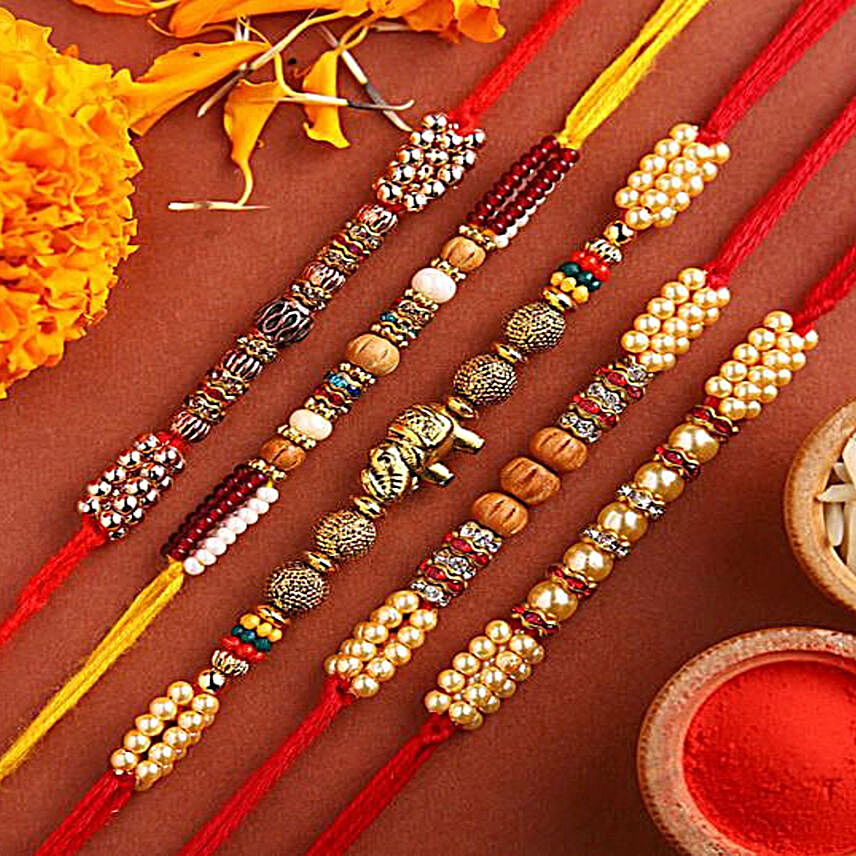 Sneh Traditional Beads Rakhi Set