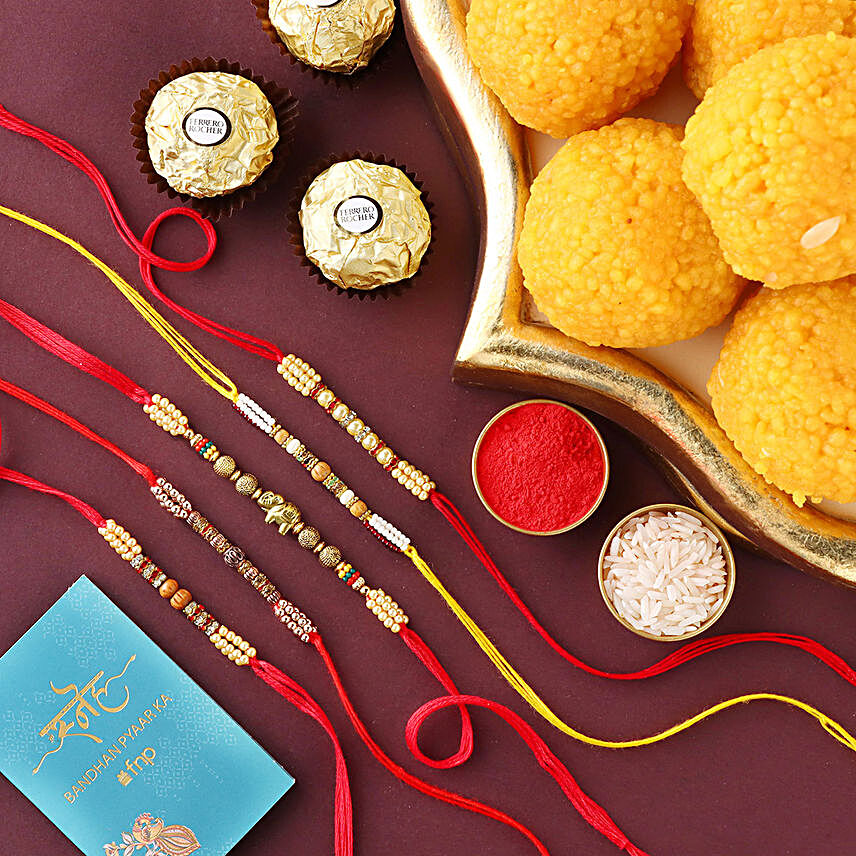 Sneh Traditional Beads Rakhi Set & Sweet Goodies