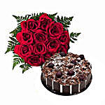 1 Dozen Roses with Cake