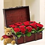 Red Roses Box and Teddy Combo
