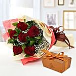 6 Red Roses and Godiva Chocolate Combo