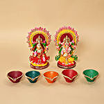 Lakshmi Ganesha Idols and Diyas Combo