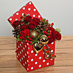 Red Roses Arrangement In Red Dotted Box
