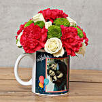 Carnations and Roses in Birthday Mug