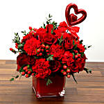 Red Roses and Carnations Vase