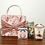 Perfume and Chocolate With Ladies Velvet Bag