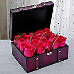 Pink Roses Arrangement in Wooden Box