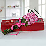 Pink Roses in Red Box